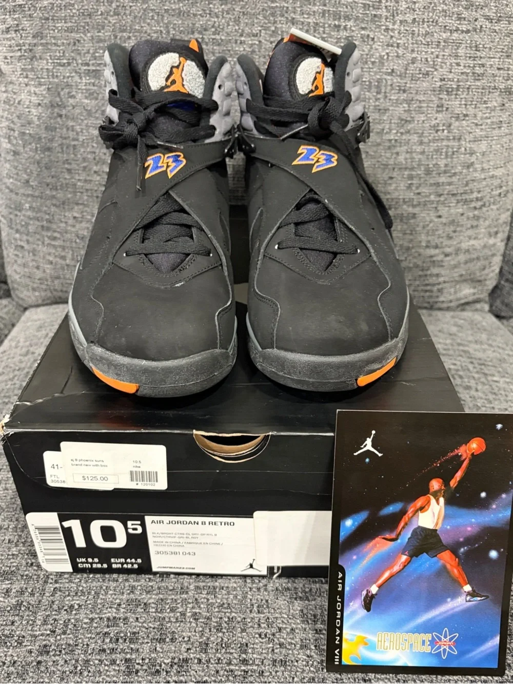 New! Never worn Air Jordan 8 Retro phoenix suns size 10.5